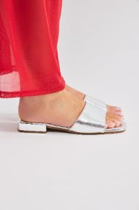 Weekend Moment Flat Sandals - Silver sold by Fashion Nova