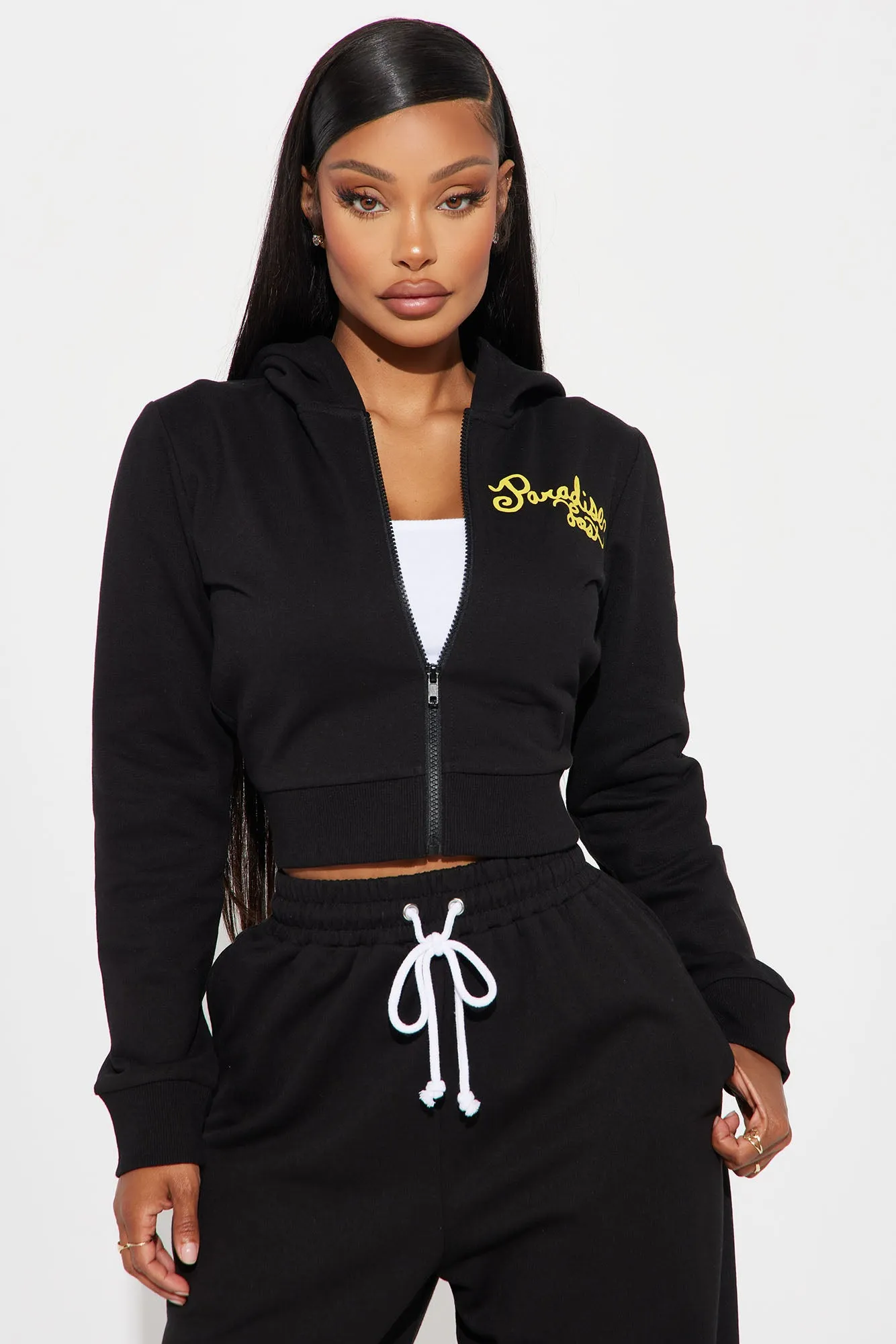 Panther Paradise Lost Zip Front Hoodie - Black sold by Fashion Nova