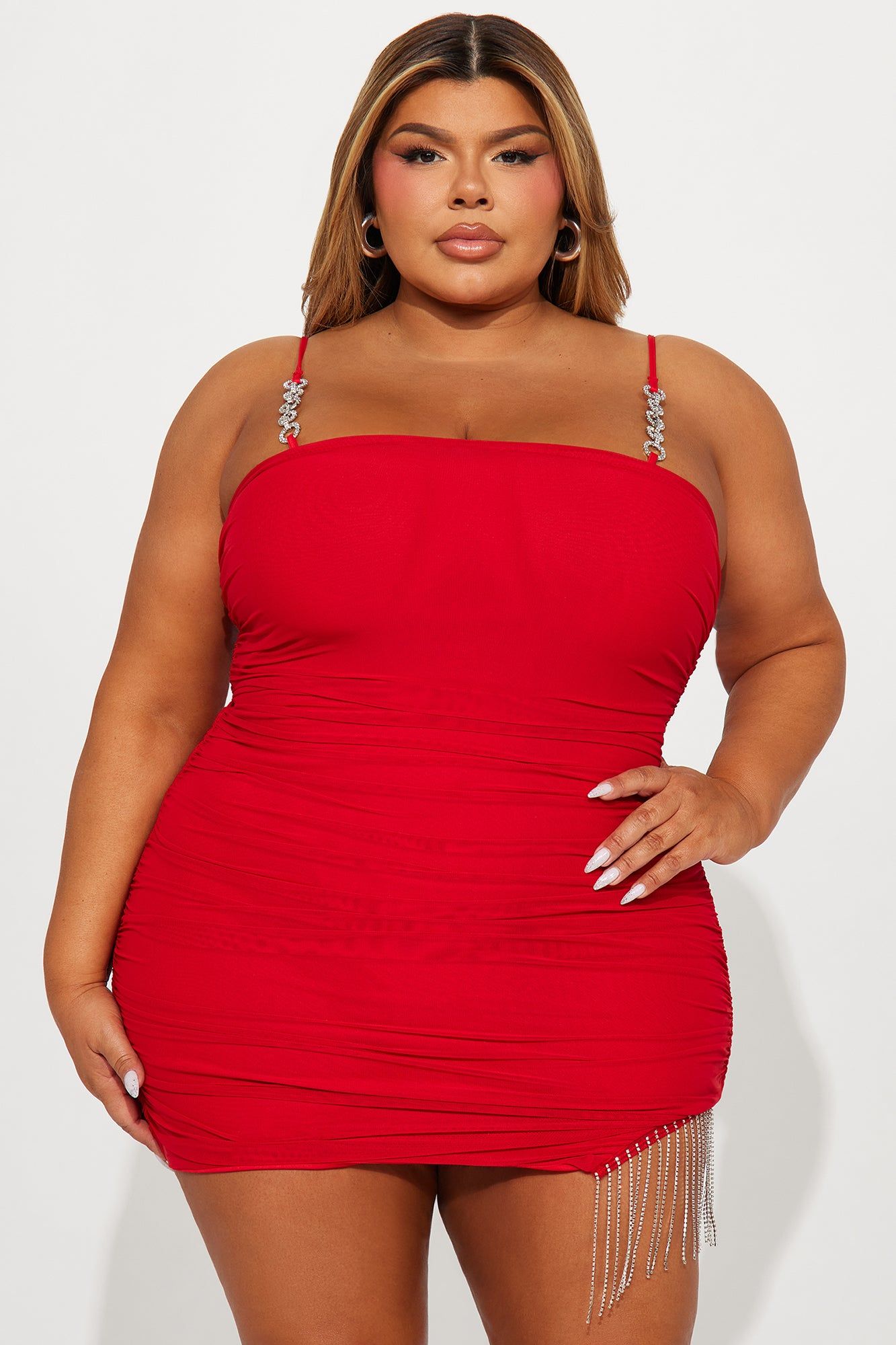 Amber Mesh Mini Dress - Red sold by Fashion Nova product image thumbnail 4