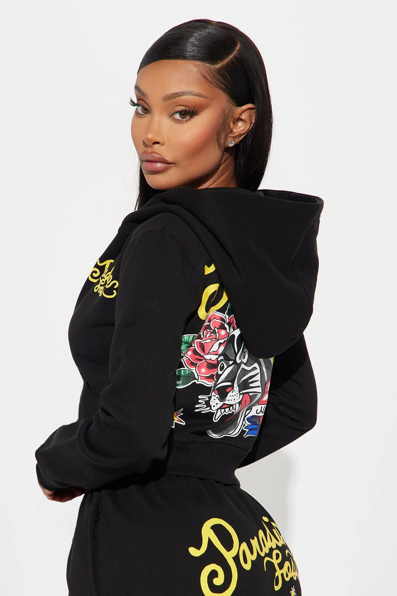 Panther Paradise Lost Zip Front Hoodie - Black sold by Fashion Nova product image thumbnail 4
