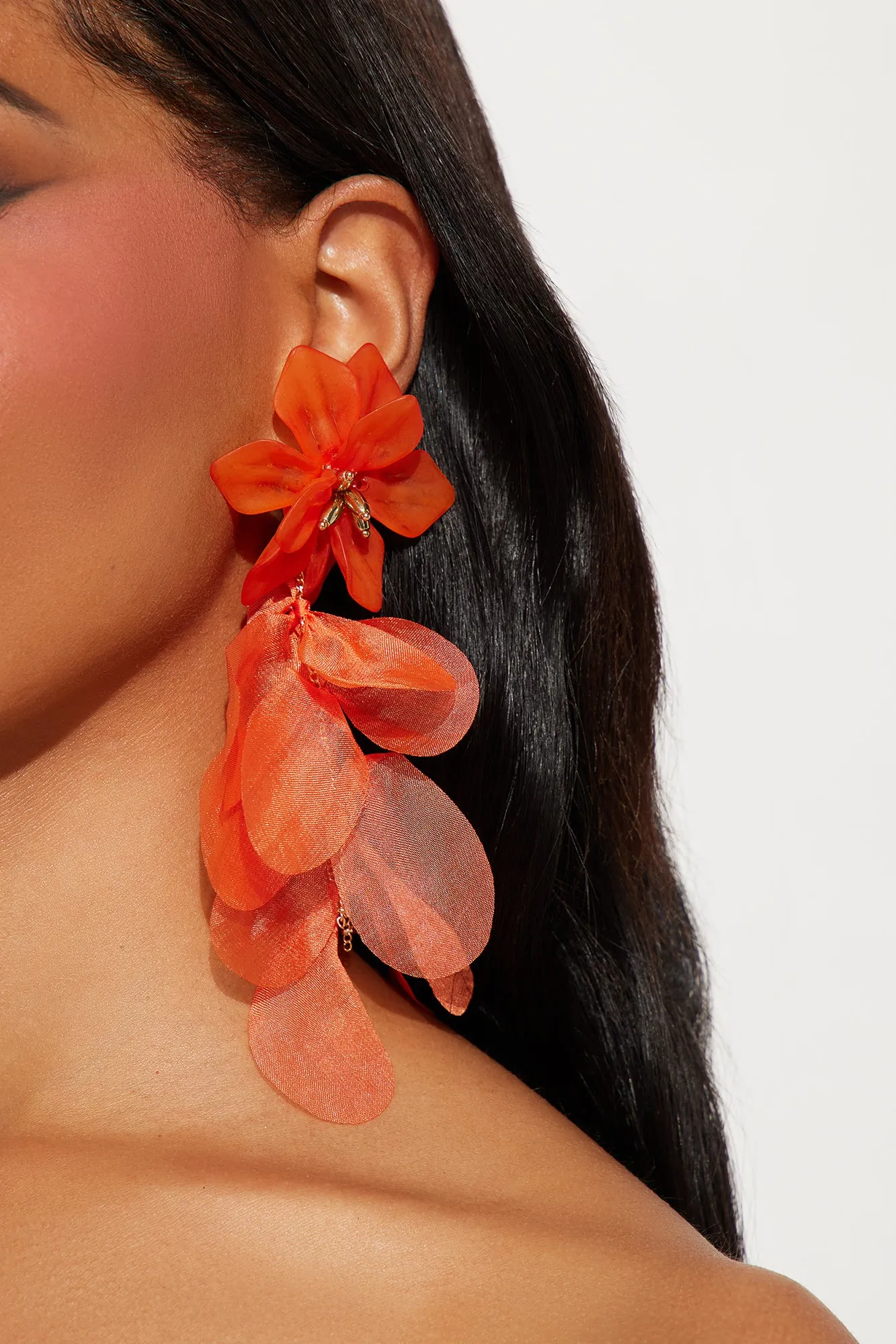 Drippin Rose Earrings - Orange sold by Fashion Nova