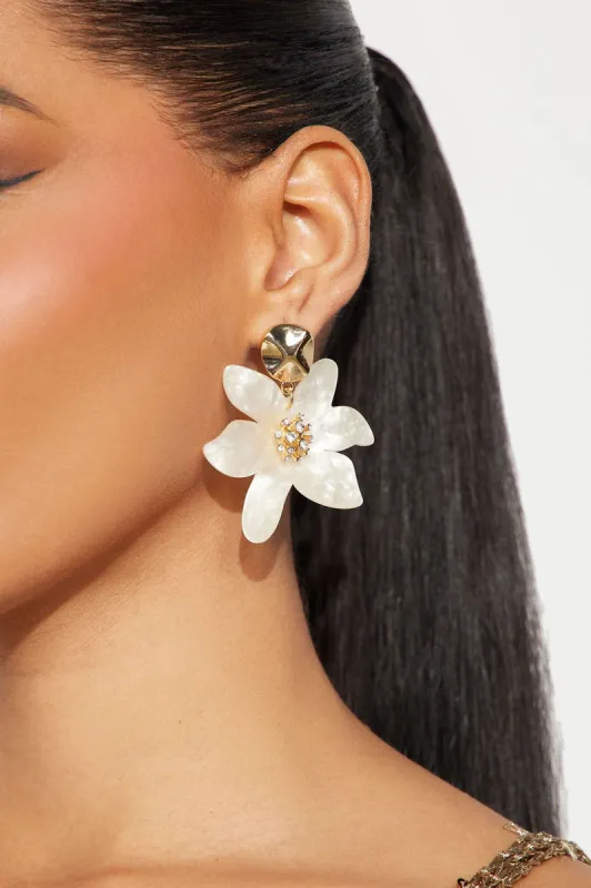Floral Romance Earrings - Ivory sold by Fashion Nova