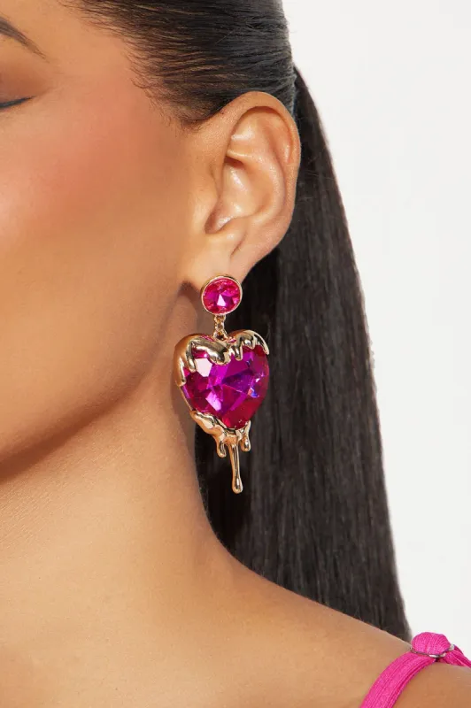 Bleeding Love Earrings - Gold/Pink sold by Fashion Nova