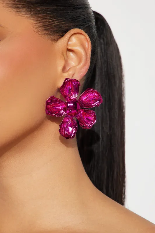 Until Next Season Floral Earrings  - Pink sold by Fashion Nova