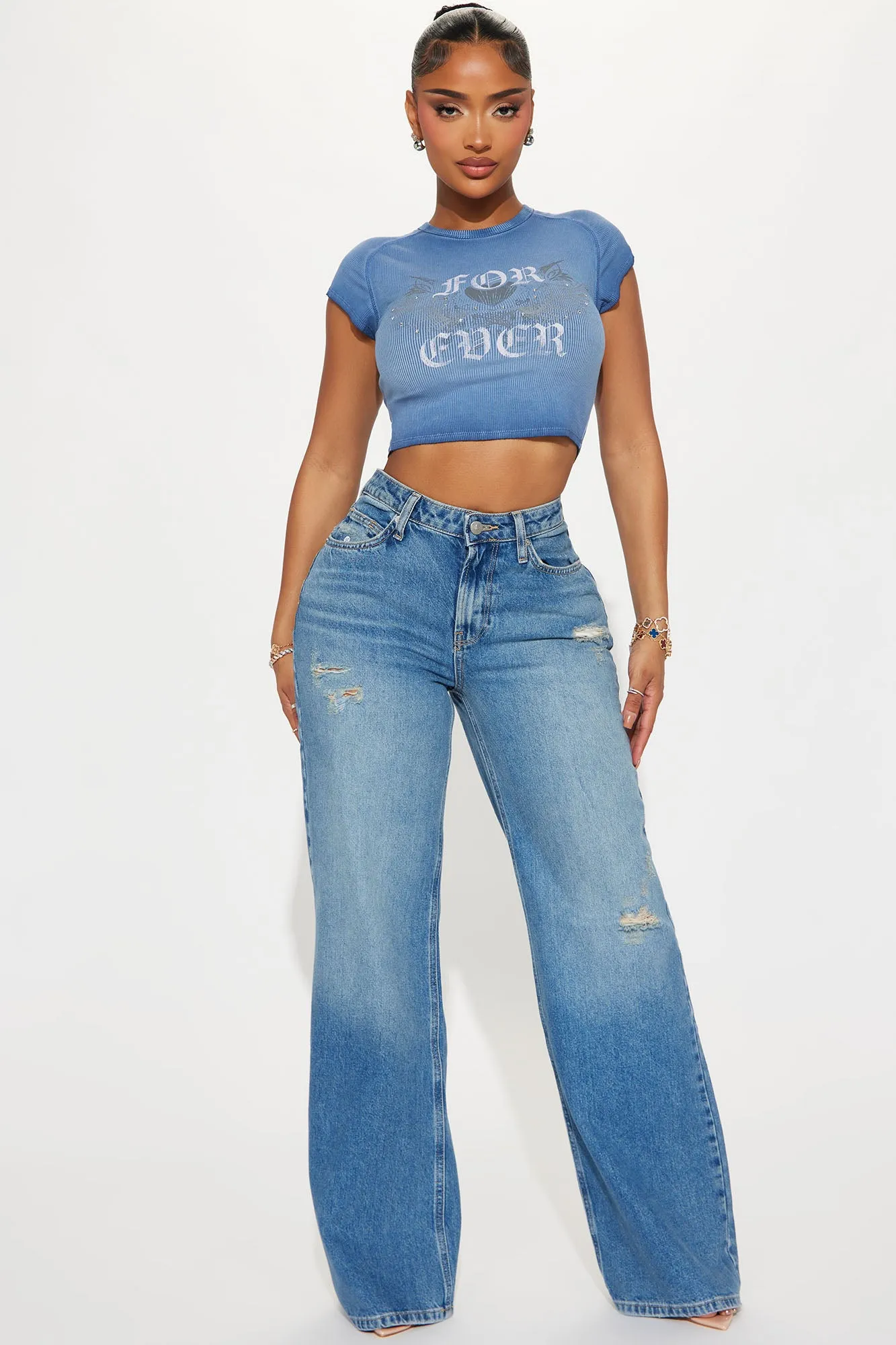 Your Forever Rhinestone Tee - Blue/combo sold by Fashion Nova product image thumbnail 2