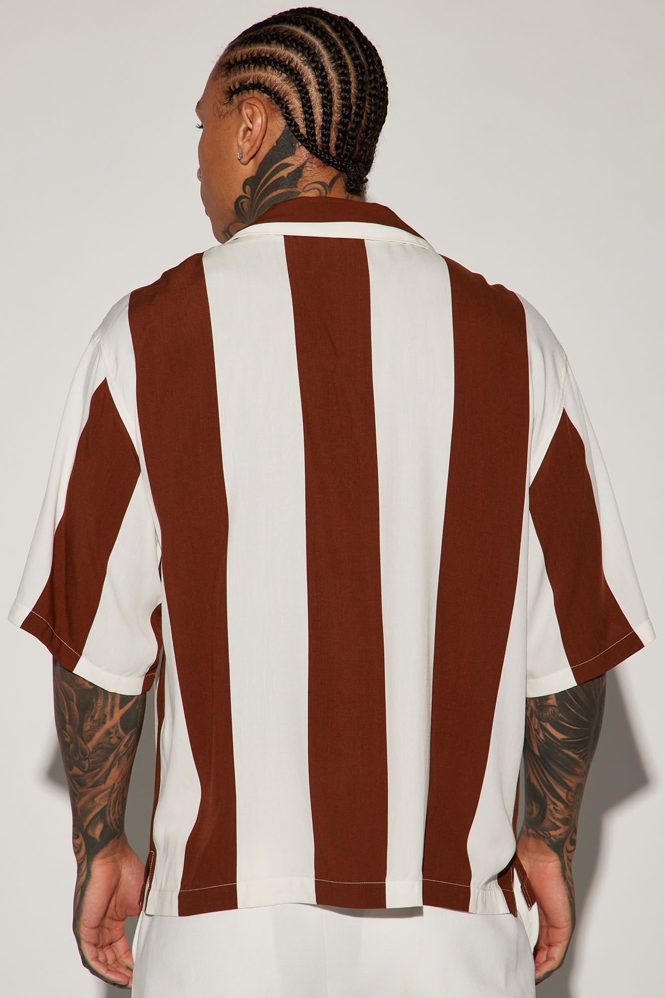 Striped Down Button Up Shirt - White/combo sold by Fashion Nova product image thumbnail 3