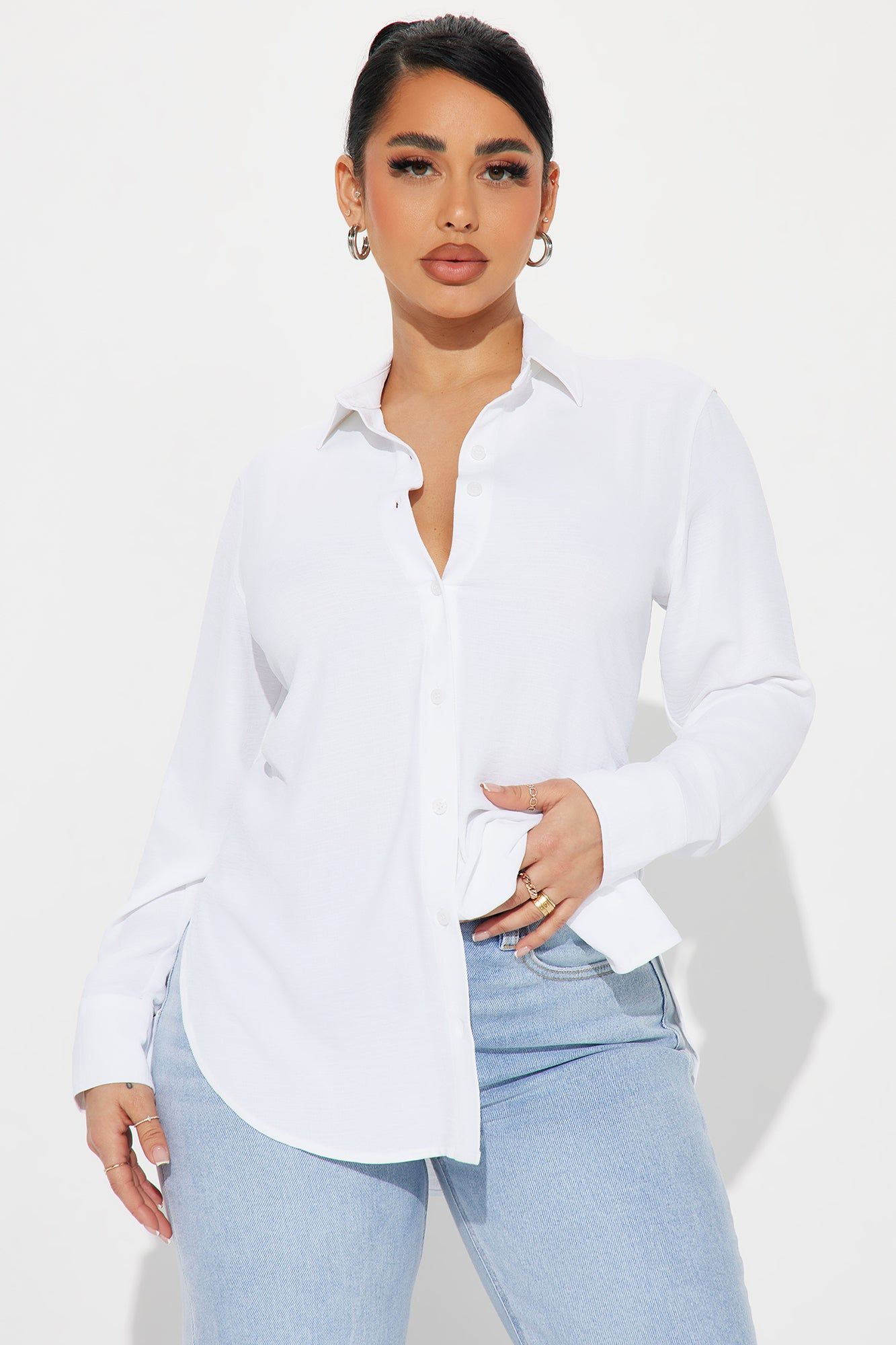 Long Live Linen Shirt - White sold by Fashion Nova