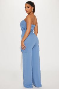Alex Cargo Jumpsuit - Blue sold by Fashion Nova