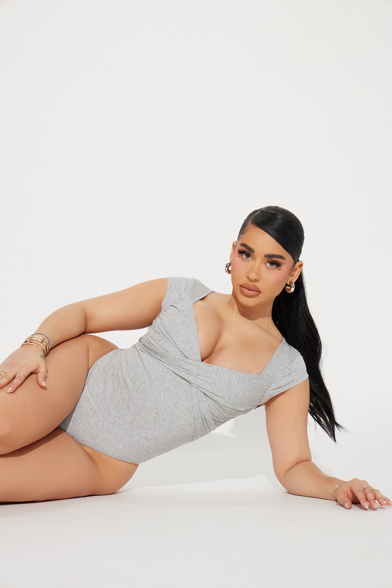 Don't Wait Up Short Sleeve Bodysuit - Heather sold by Fashion Nova product image thumbnail 5