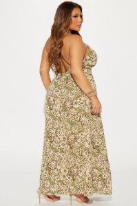 Mikayla Floral Maxi Dress - Olive/combo sold by Fashion Nova