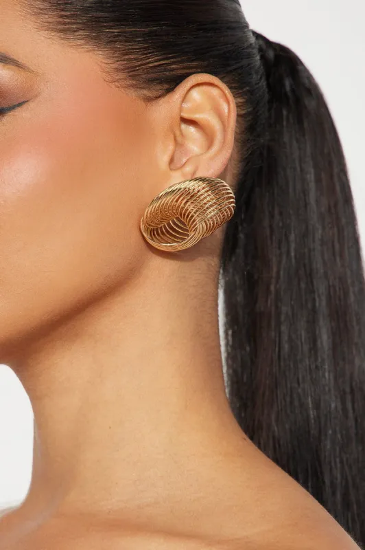 Swirling Around Stud Earrings - Gold sold by Fashion Nova