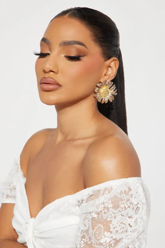 Sunny Daze Floral Earrings - Gold sold by Fashion Nova