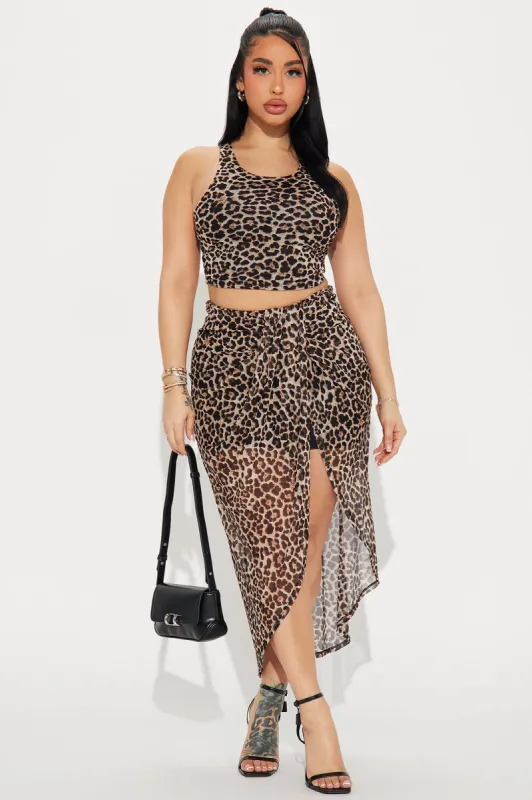 Animal Attraction Mesh Skirt Set - Brown Combo sold by Fashion Nova