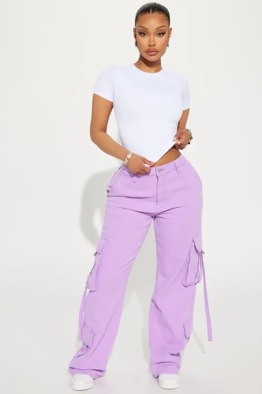 Can't Be Tamed Cargo Pant - Lavender sold by Fashion Nova