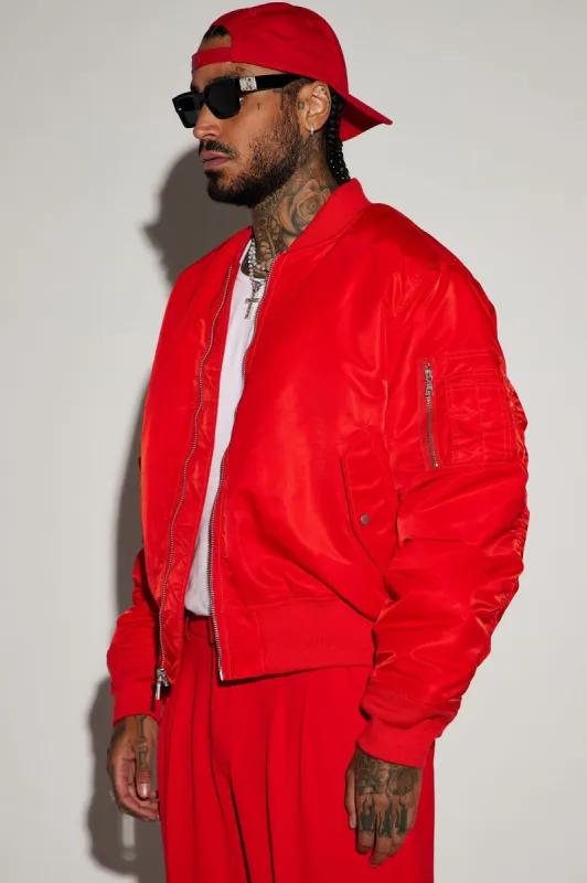 Cameo Flight Bomber Jacket - Red sold by Fashion Nova