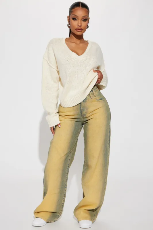 Morning Glow Tinted Baggy Jeans - Yellow made by Fashion Nova