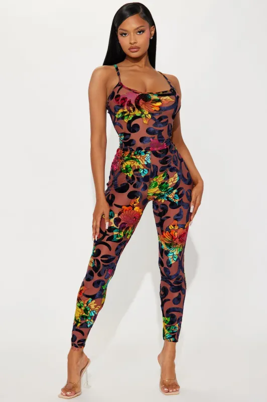 New Direction Velvet Legging Set - Brown/combo sold by Fashion Nova