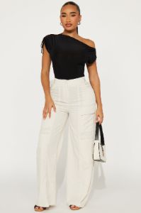 Julianne Off Shoulder Bodysuit - Black sold by Fashion Nova