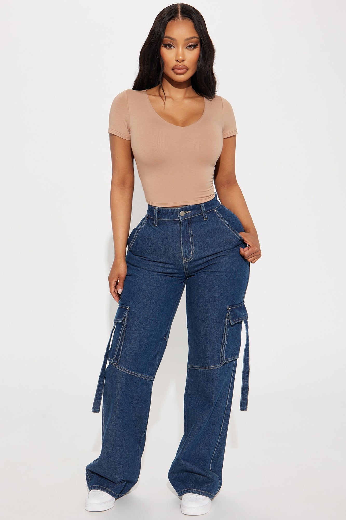 Venus V-Neck Double Layered Tee - Taupe sold by Fashion Nova product image thumbnail 2
