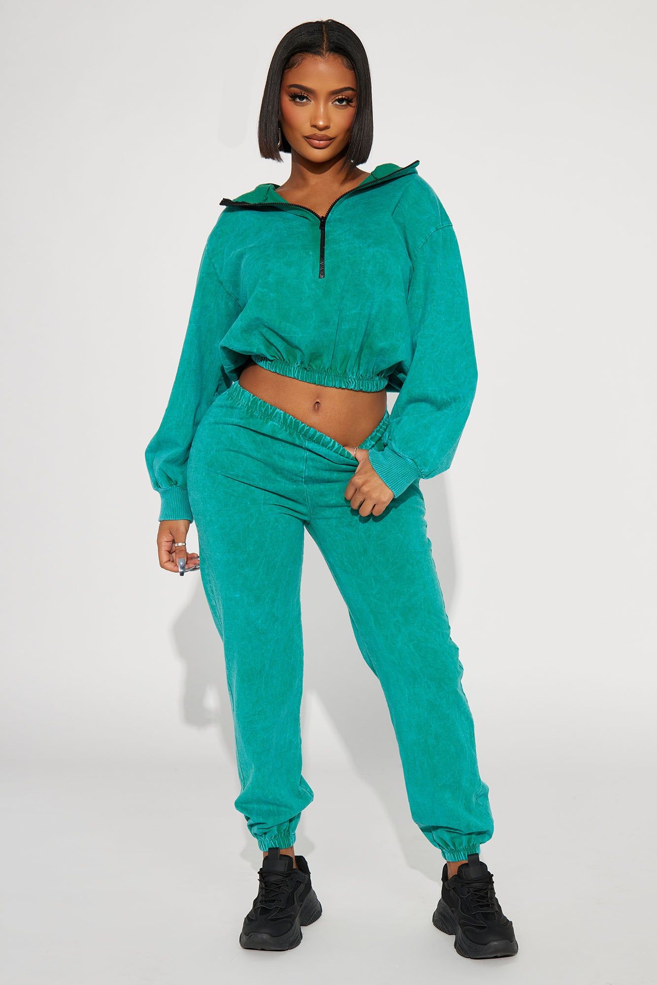 Tia Mineral Wash Pant Set - Teal sold by Fashion Nova