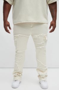Trapping Frayed Stacked Skinny Flare Pants - Off White sold by Fashion Nova