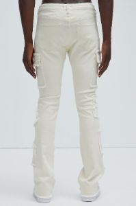 Trapping Frayed Stacked Skinny Flare Pants - Off White sold by Fashion Nova