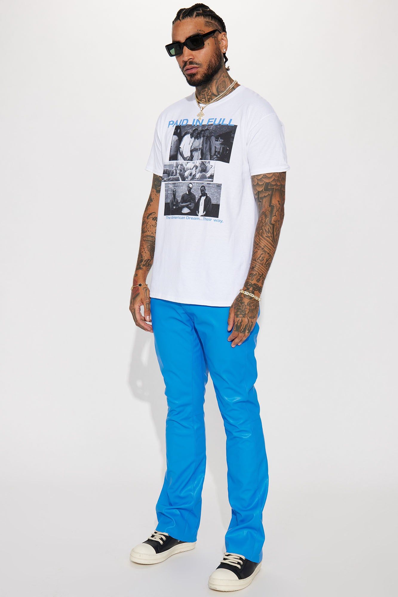 Upscale Faux Leather Flare Pants - Blue sold by Fashion Nova product image thumbnail 3