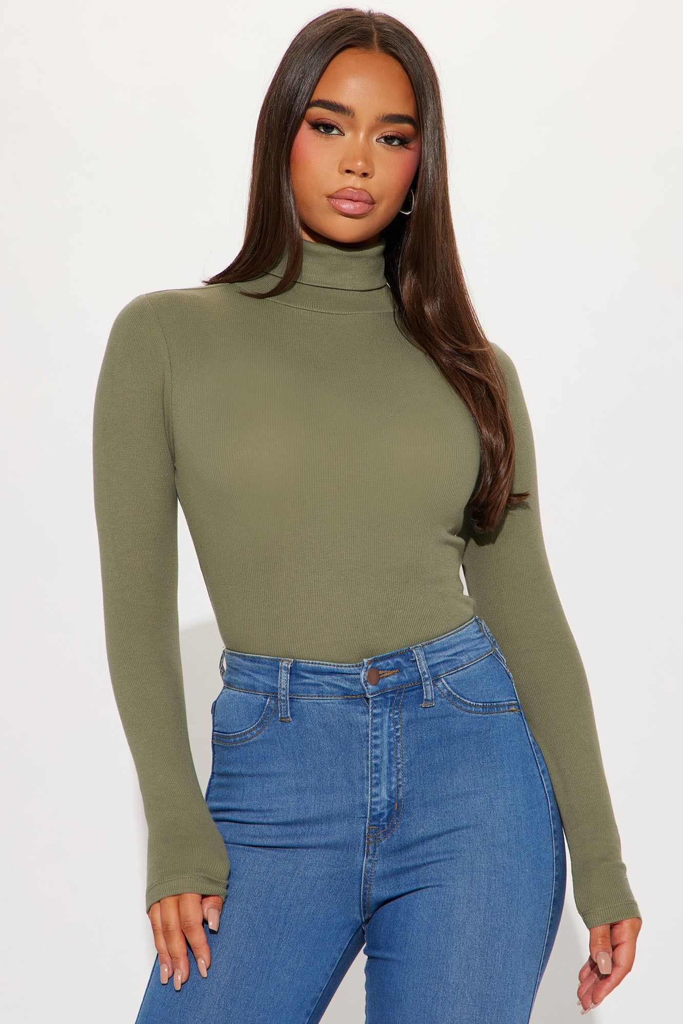 Harper Turtle Neck Top - Sage sold by Fashion Nova