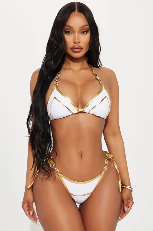 Diane Crystals 2 Piece Bikini - White/Gold sold by Fashion Nova