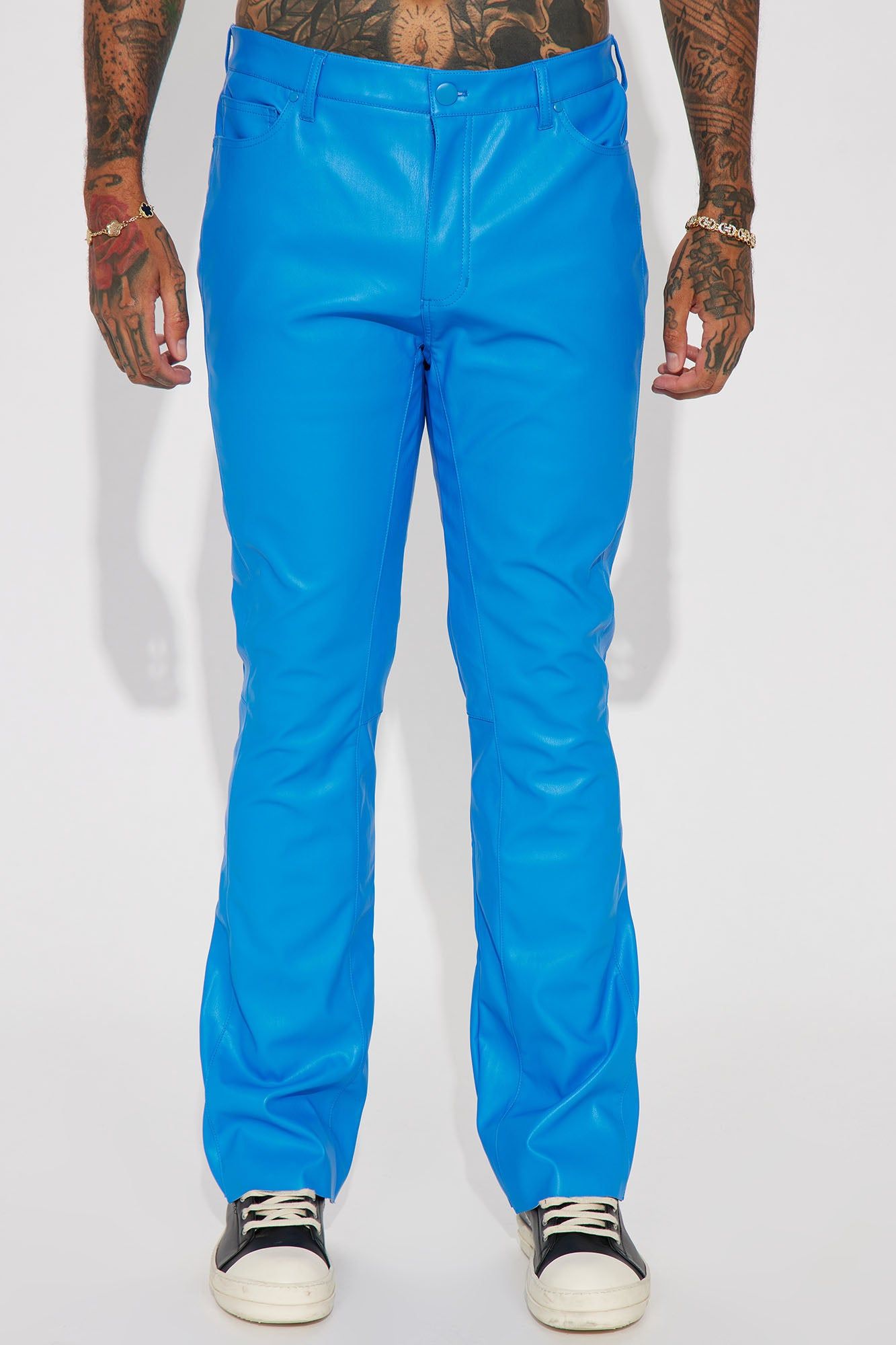 Upscale Faux Leather Flare Pants - Blue sold by Fashion Nova product image thumbnail 4