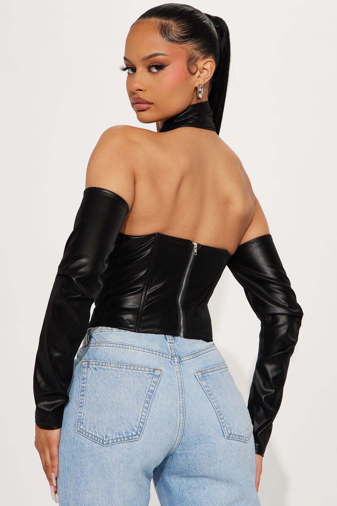 Best Of Both Faux Leather Corset Top - Black sold by Fashion Nova product image thumbnail 3