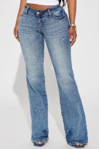 Can't Compete Low Rise Stretch Bootcut Jean - Medium Wash sold by Fashion Nova