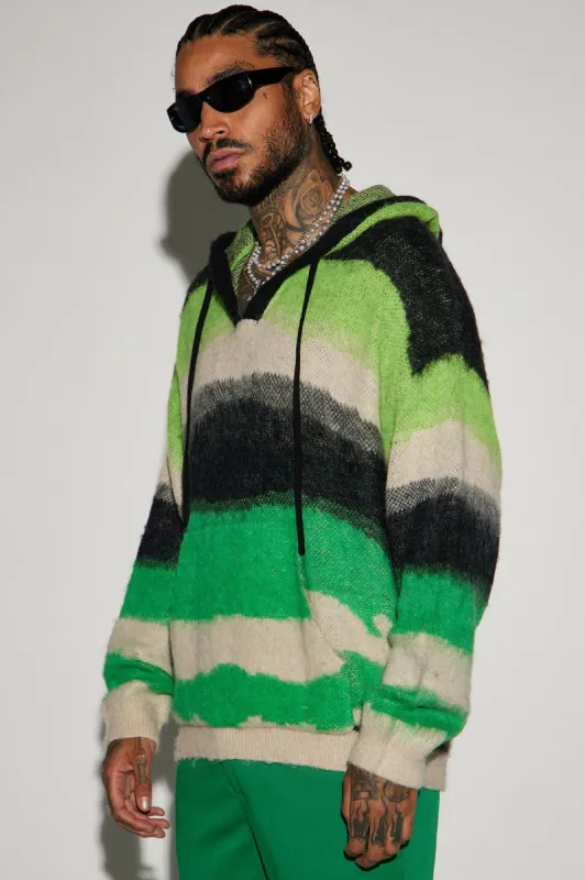 Striped Wool Hooded Sweater - Green/combo sold by Fashion Nova