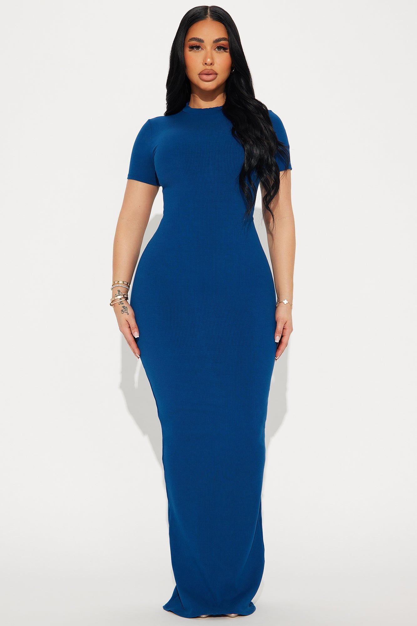 Cora Snatched Maxi Dress - Navy sold by Fashion Nova