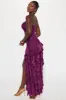 Marie Ruffle Maxi Dress - Eggplant sold by Fashion Nova