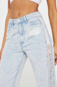 Valuable Assets Shredded Straight Leg Jeans - Light Wash sold by Fashion Nova