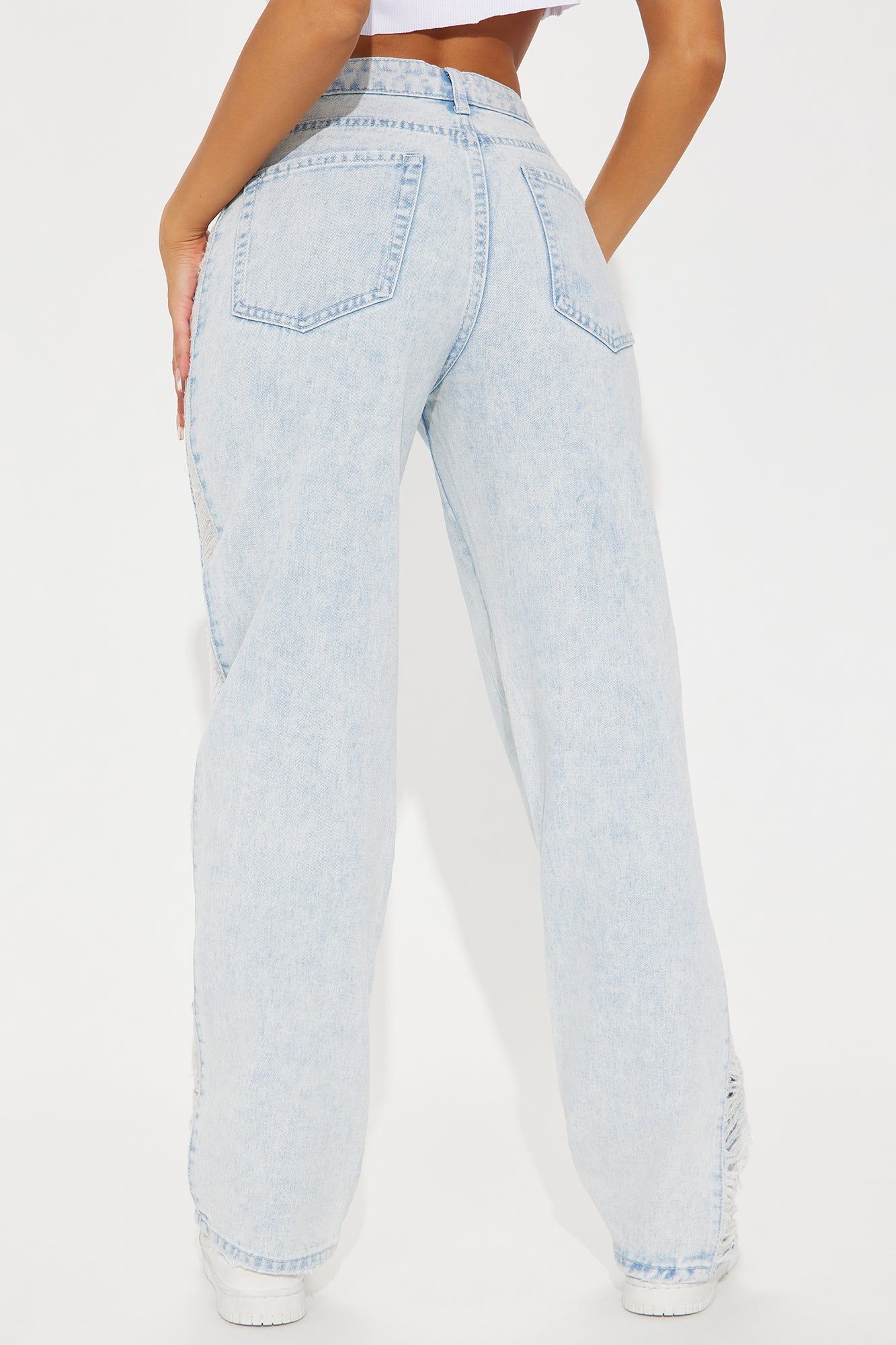 Valuable Assets Shredded Straight Leg Jeans - Light Wash sold by Fashion Nova product image thumbnail 4