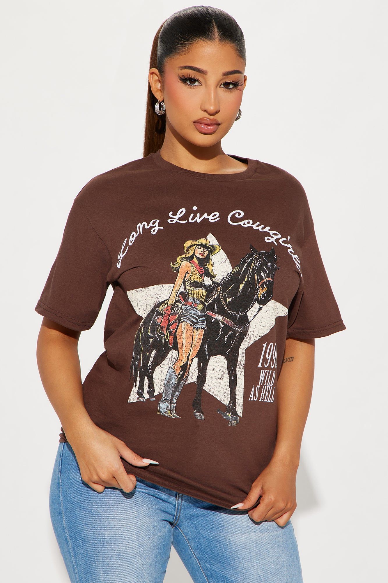 Long Live Cowgirls Graphic Tee - Brown sold by Fashion Nova