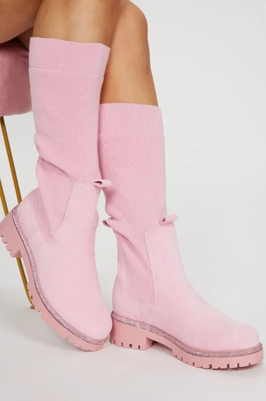Stay All Day Flat Boots - Pink sold by Fashion Nova
