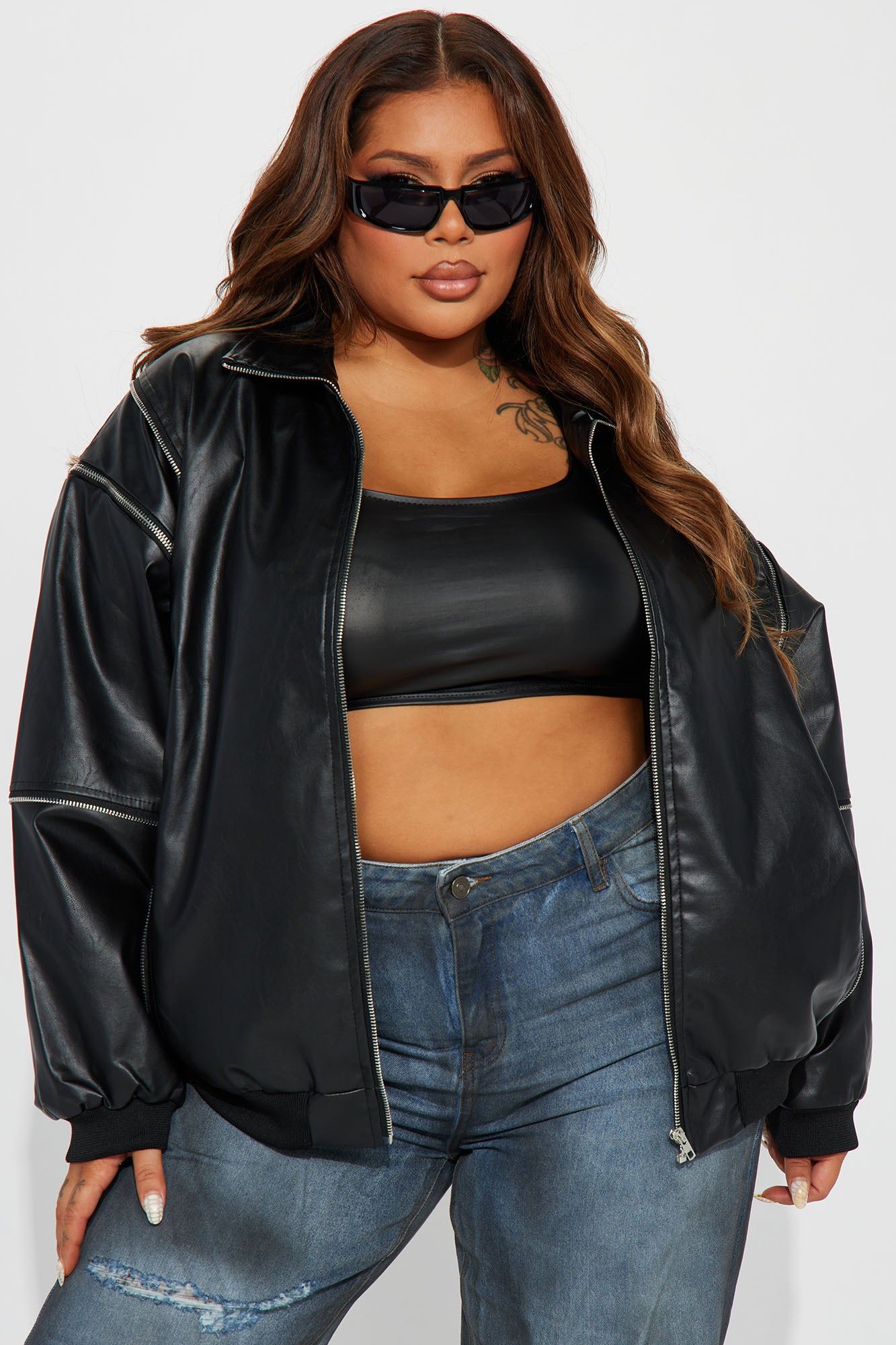 Moto Baddie Faux Leather Bomber Jacket - Black sold by Fashion Nova product image thumbnail 4