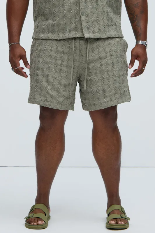 Mav Textured Shorts - Olive sold by Fashion Nova
