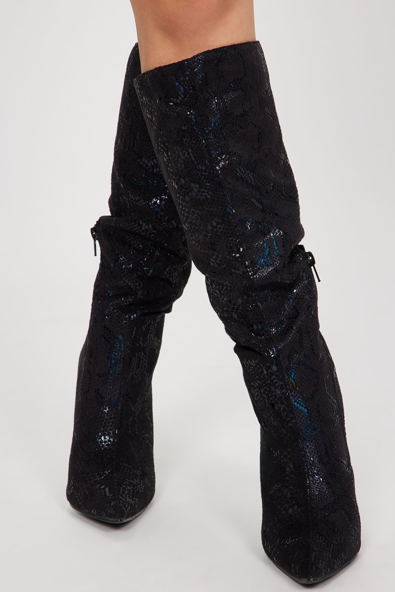 Shining Over The Top Knee High Heeled Boots - Black sold by Fashion Nova product image thumbnail 2