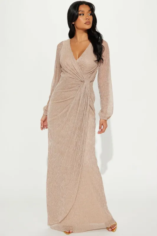 Aspyn Metallic Gown - Champagne sold by Fashion Nova