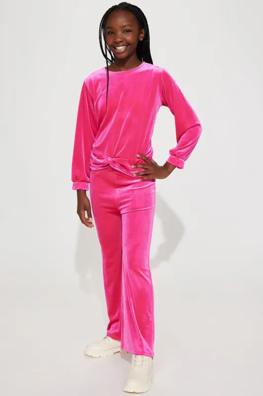 Mini Plush Velvet Pant Set - Hot Pink sold by Fashion Nova