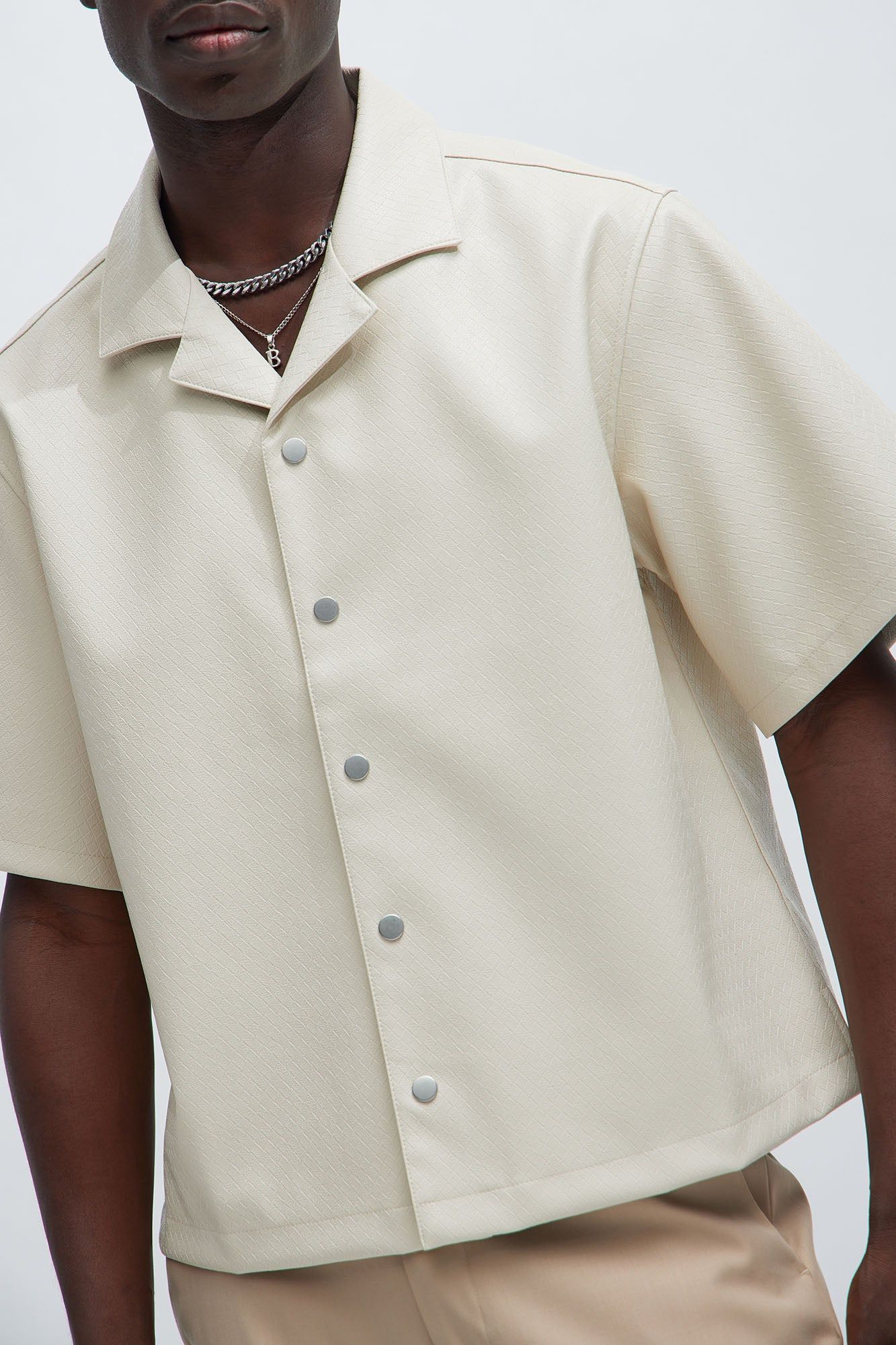 Prospect Faux Leather Shirt - Cream sold by Fashion Nova product image thumbnail 3