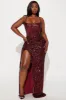 Closing Night Sequin Gown - Wine sold by Fashion Nova