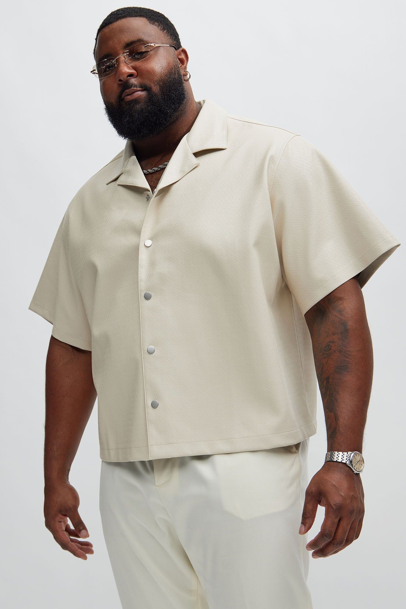 Prospect Faux Leather Shirt - Cream sold by Fashion Nova product image thumbnail 5