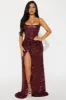 Closing Night Sequin Gown - Wine sold by Fashion Nova