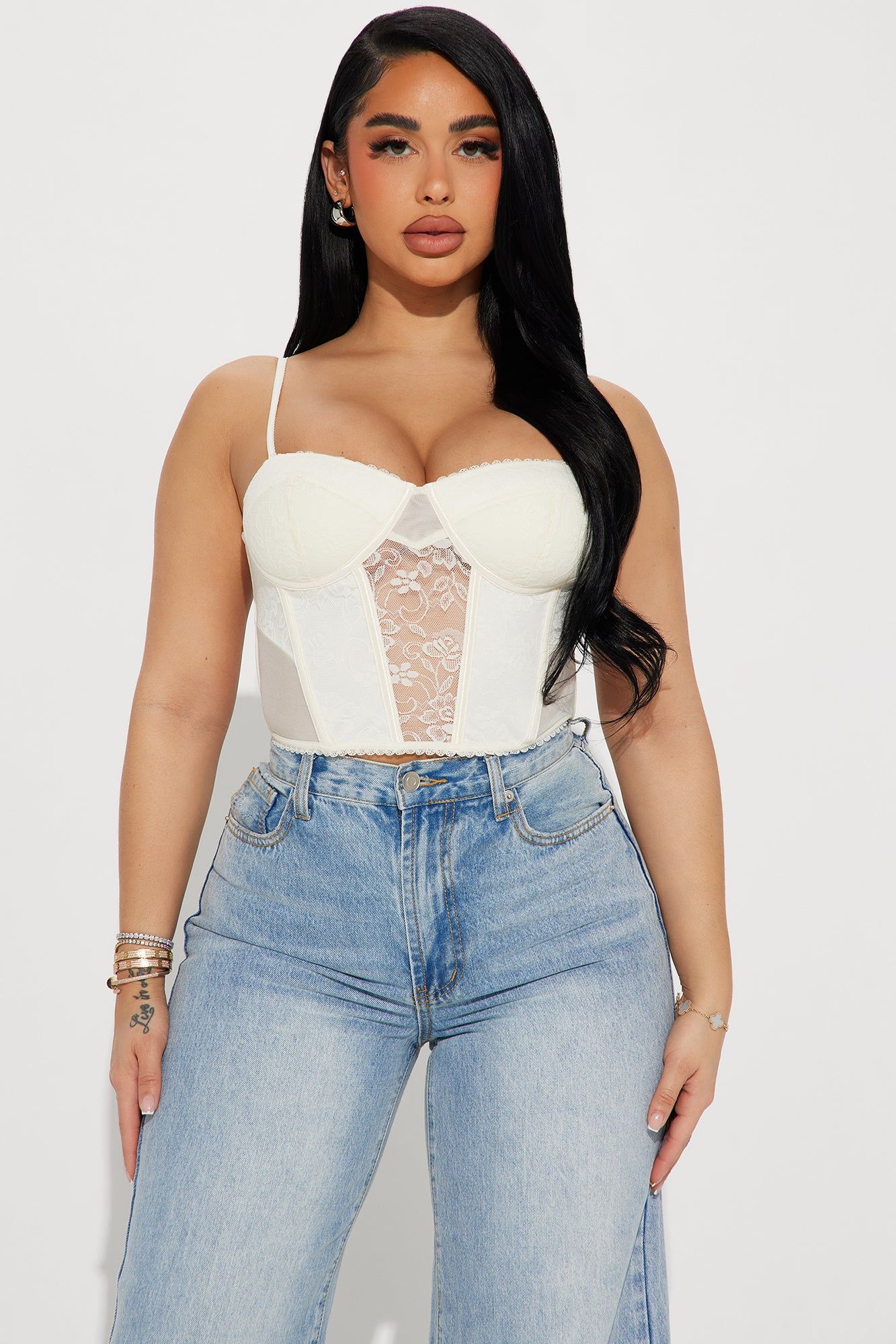 Sasha Lace Corset Top - Cream sold by Fashion Nova