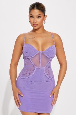 Dakota Mesh Mini Dress - Purple sold by Fashion Nova